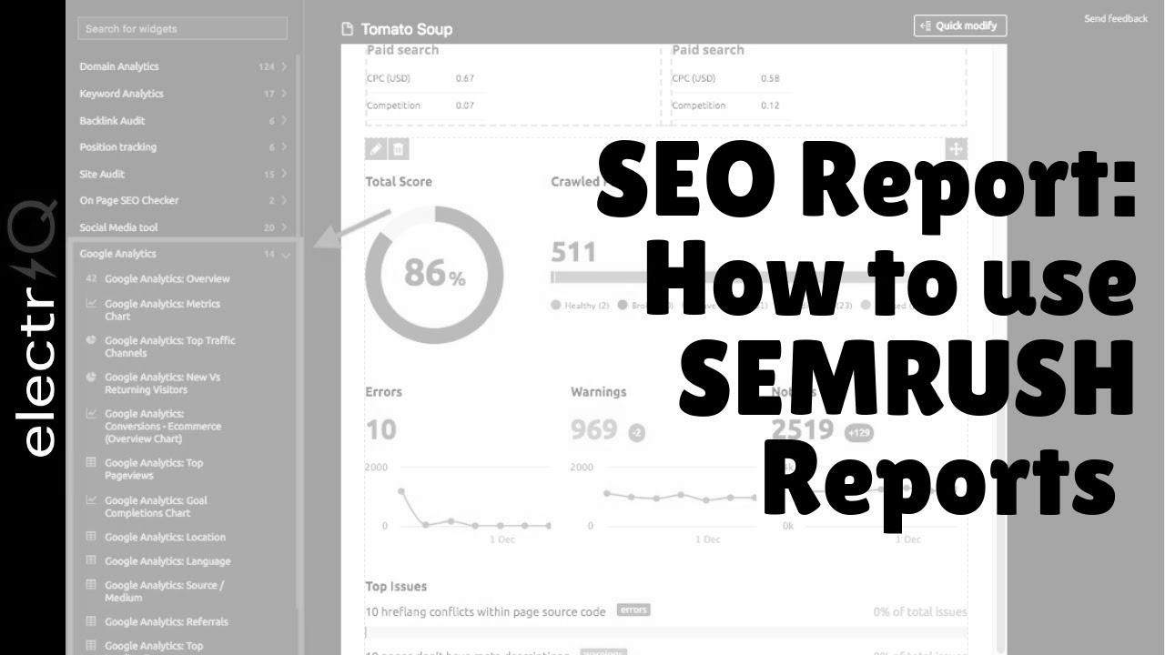 SEO Report: The way to use SEMRUSH Studies