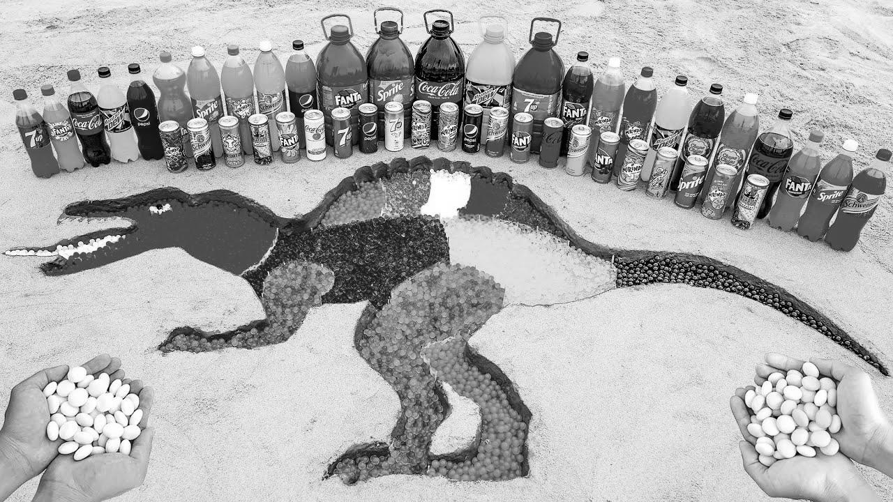 Methods to make Spinosaurus Dinosaur with Orbeez, Fanta, Sprite, Coca Cola, Mentos and Fashionable Sodas