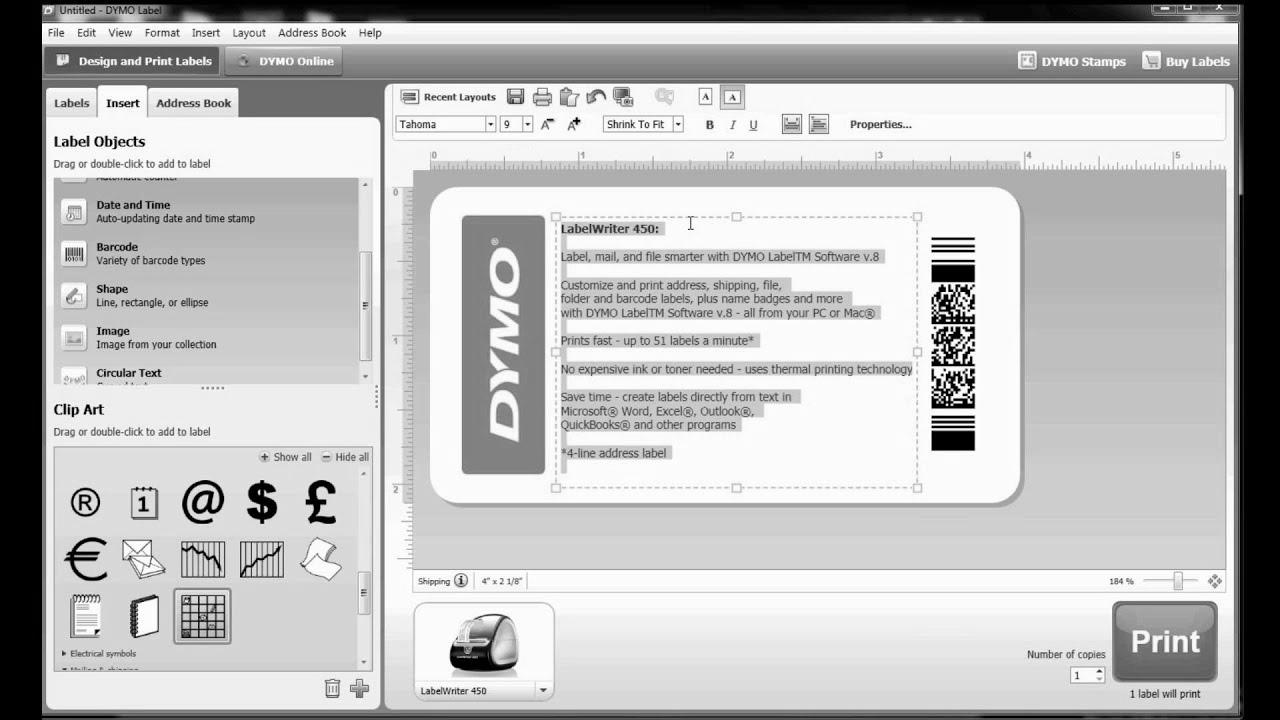 Methods to construct your own label template in DYMO Label Software?